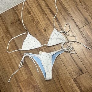 Primark White and Blue Patterned Bikini